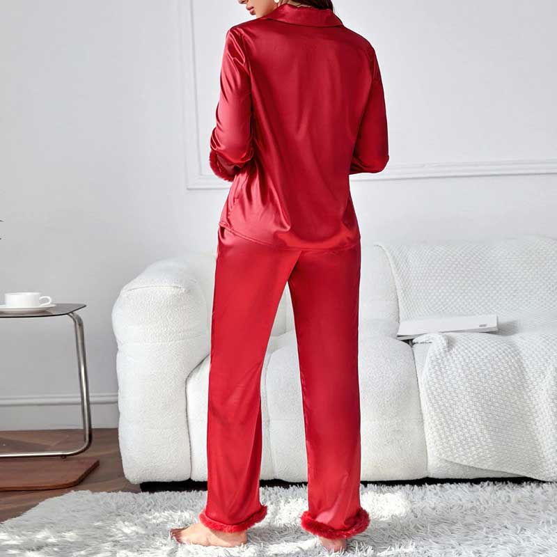 Pijama Americano Feminino Peluche Vermelho