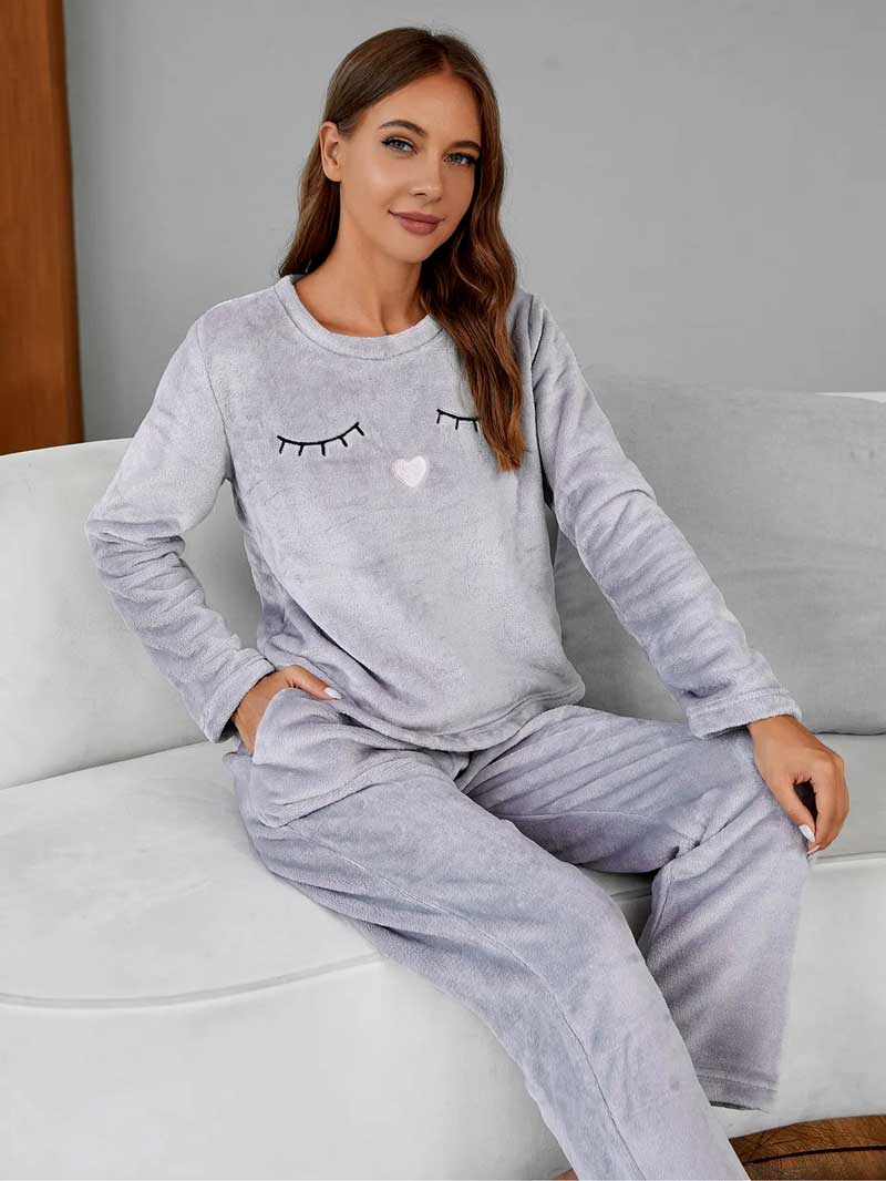 Pijama Inverno Feminino Nap Cinza