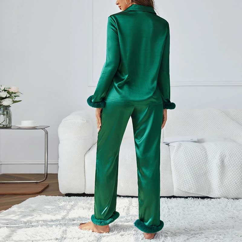 Pijama Americano Feminino Peluche Verde