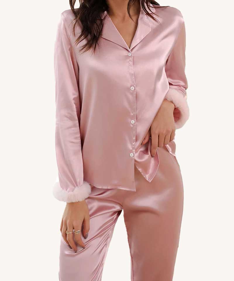 Pijama Americano Feminino Peluche Rosa